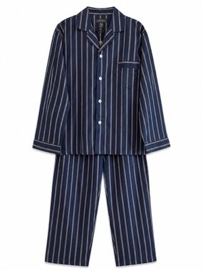 Vanderbilt Men’s Navy & Cream Striped Pajama Set – Size Medium NWOT